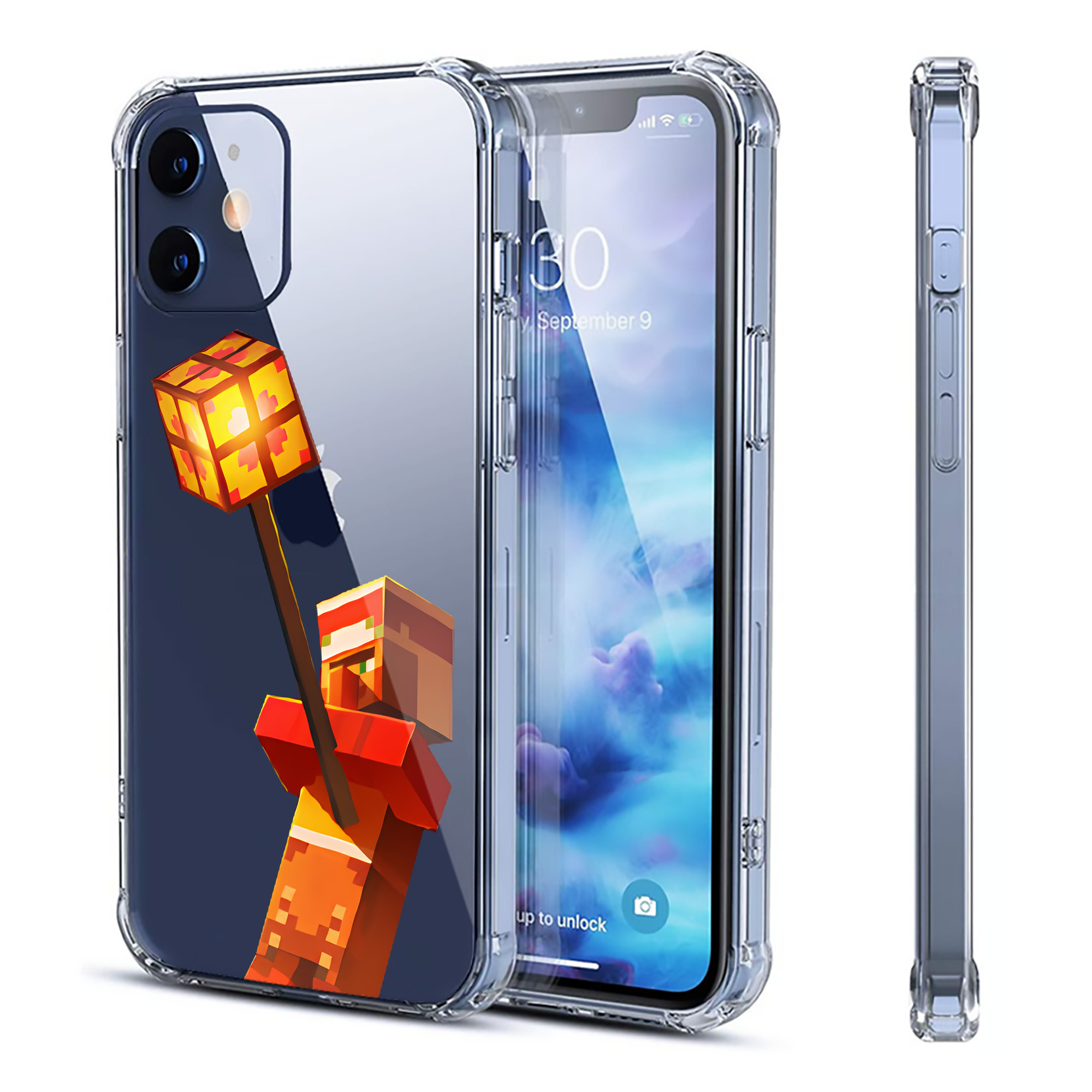 （画像用） マインクラフト ブロックの世界 Minecraft MC Block world 【iPhone 12シリーズ対応】透明スマホケース（クリアソフトケース）